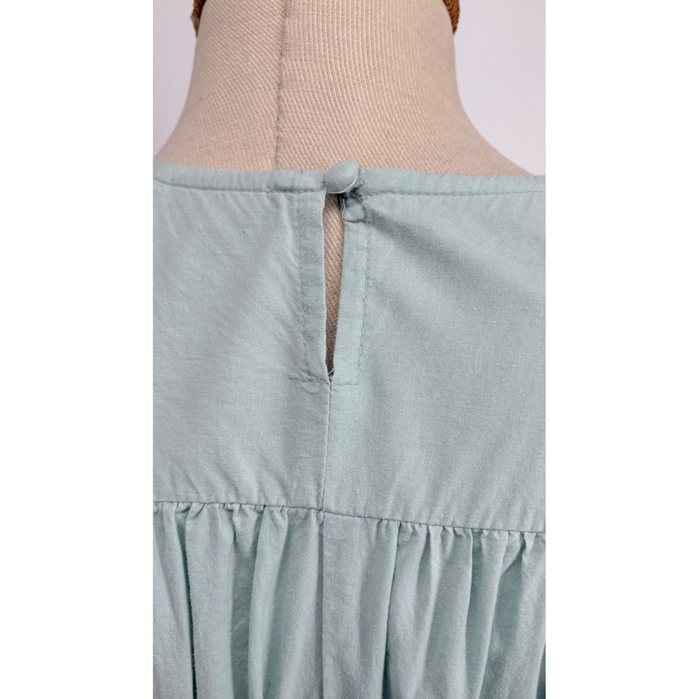 ASOS DESIGN Smocked Waist Tiered Cotton Maxi Boho Peasant Dress Sage Green US 4 - Picture 6 of 10